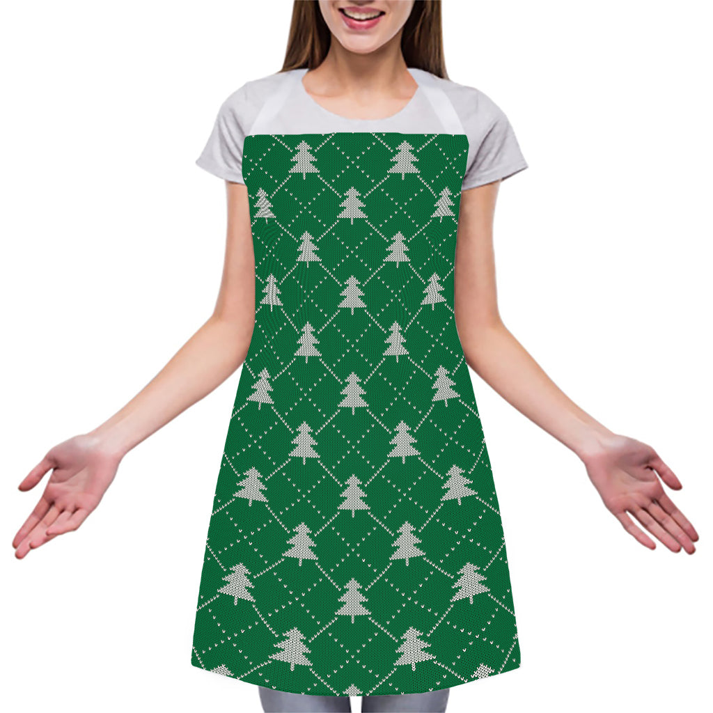 Christmas Tree Knitted Pattern Print Adjustable Apron