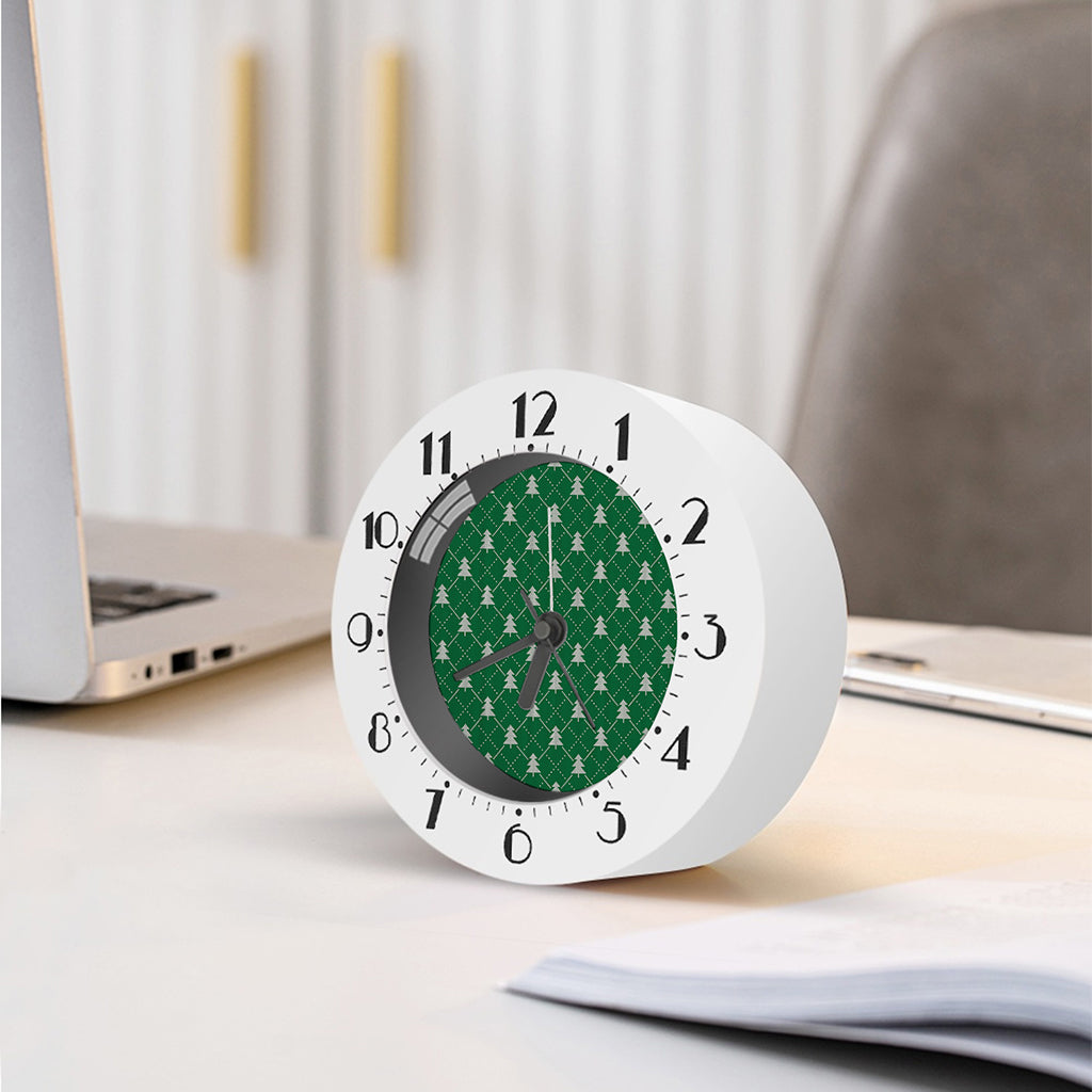 Christmas Tree Knitted Pattern Print Alarm Clock