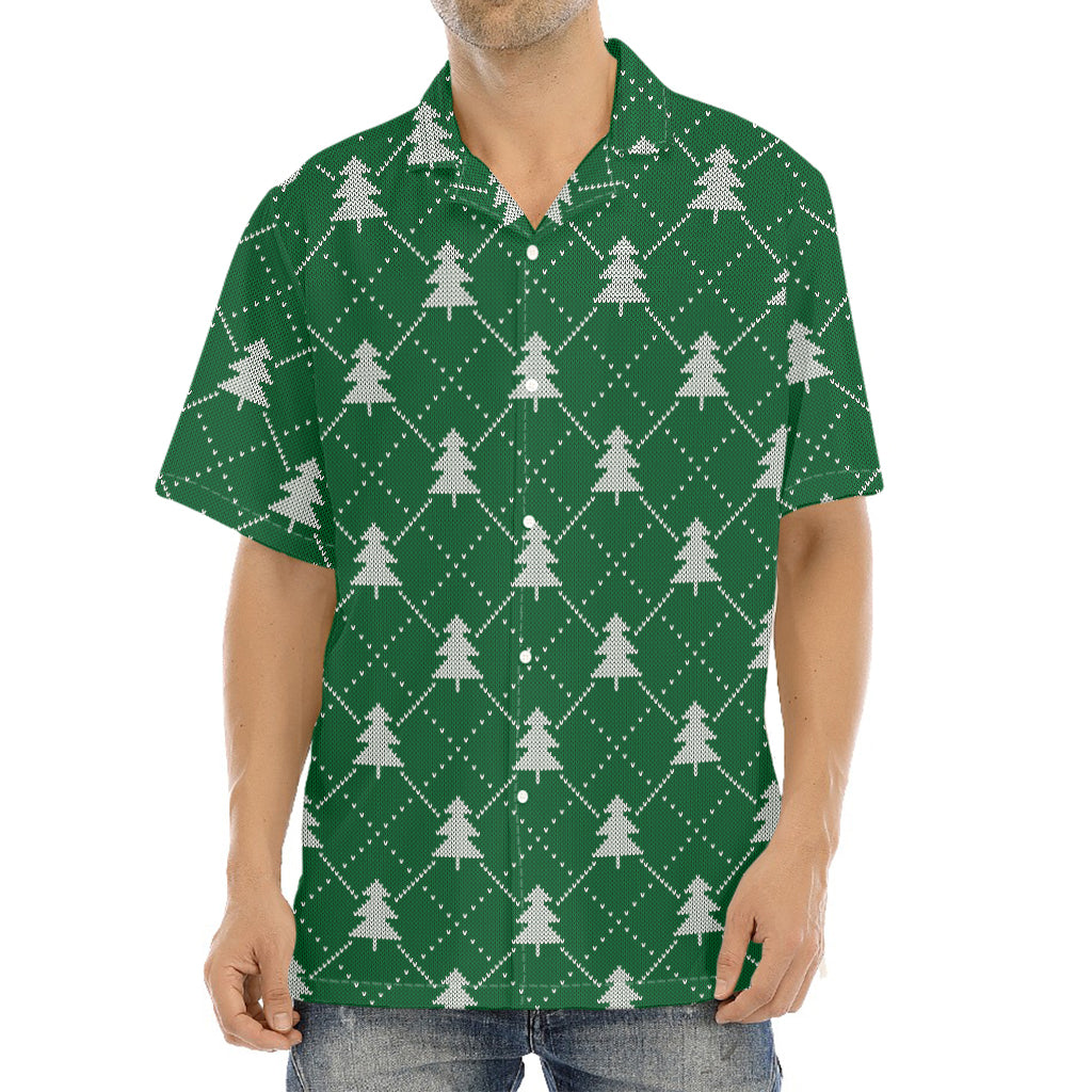 Christmas Tree Knitted Pattern Print Aloha Shirt