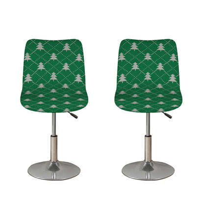 Christmas Tree Knitted Pattern Print Bar Stool Covers