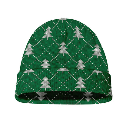 Christmas Tree Knitted Pattern Print Beanie