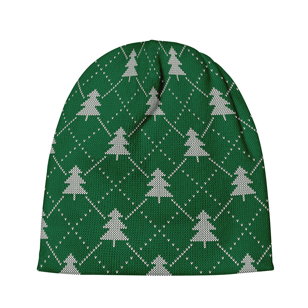 Christmas Tree Knitted Pattern Print Beanie
