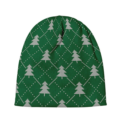 Christmas Tree Knitted Pattern Print Beanie