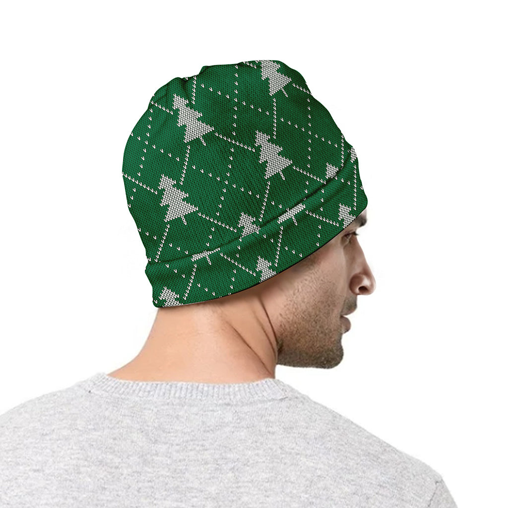 Christmas Tree Knitted Pattern Print Beanie