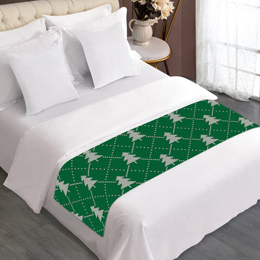 Christmas Tree Knitted Pattern Print Bed Runner