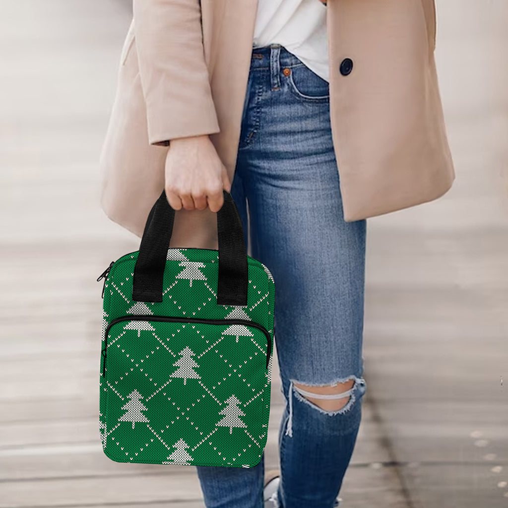 Christmas Tree Knitted Pattern Print Bible Tote Bag