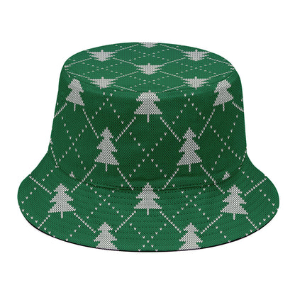 Christmas Tree Knitted Pattern Print Bucket Hat