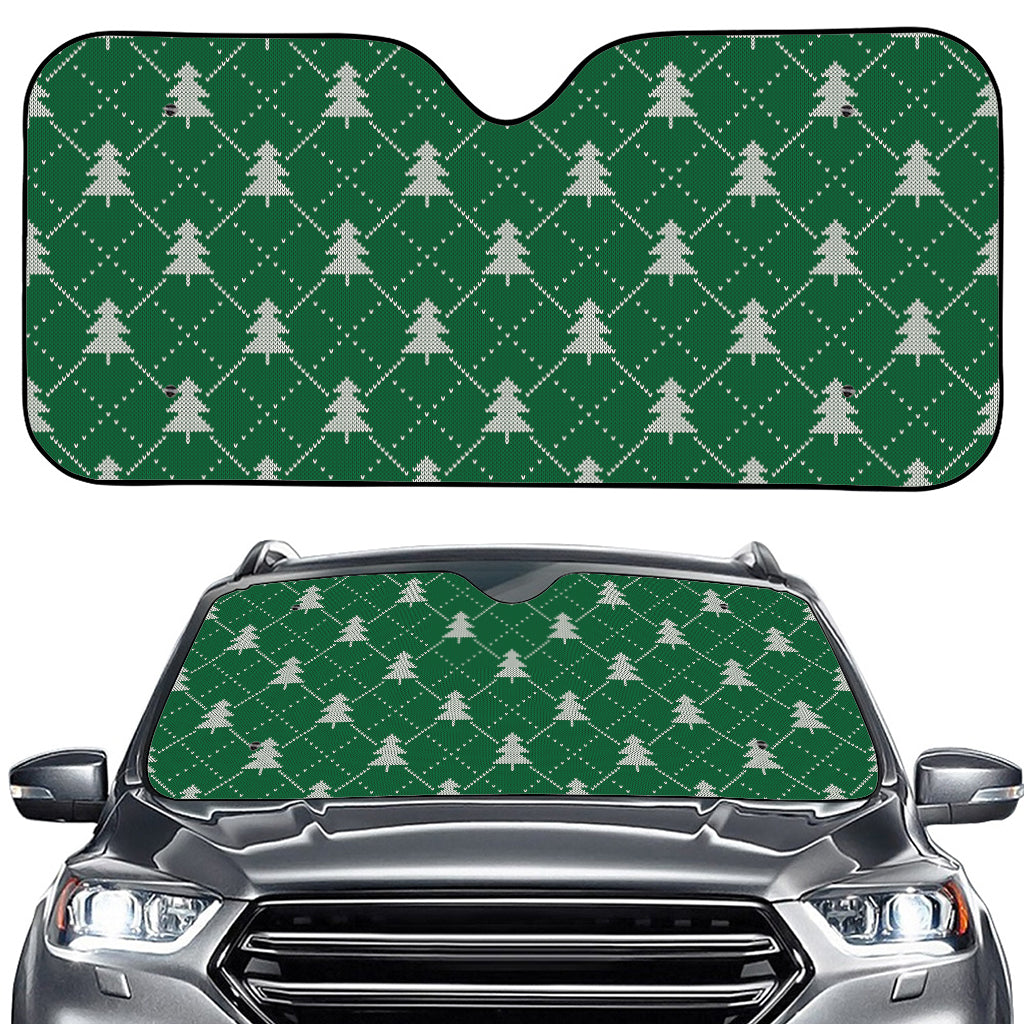 Christmas Tree Knitted Pattern Print Car Windshield Sun Shade