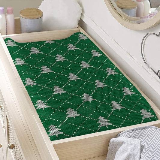 Christmas Tree Knitted Pattern Print Changing Pad Cover