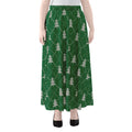 Christmas Tree Knitted Pattern Print Chiffon Maxi Skirt