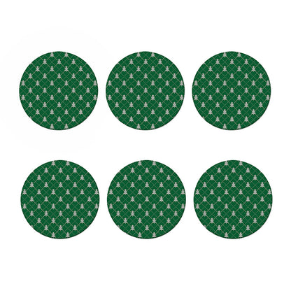 Christmas Tree Knitted Pattern Print Coaster Set