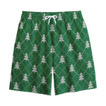 Christmas Tree Knitted Pattern Print Cotton Shorts