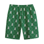 Christmas Tree Knitted Pattern Print Cotton Shorts