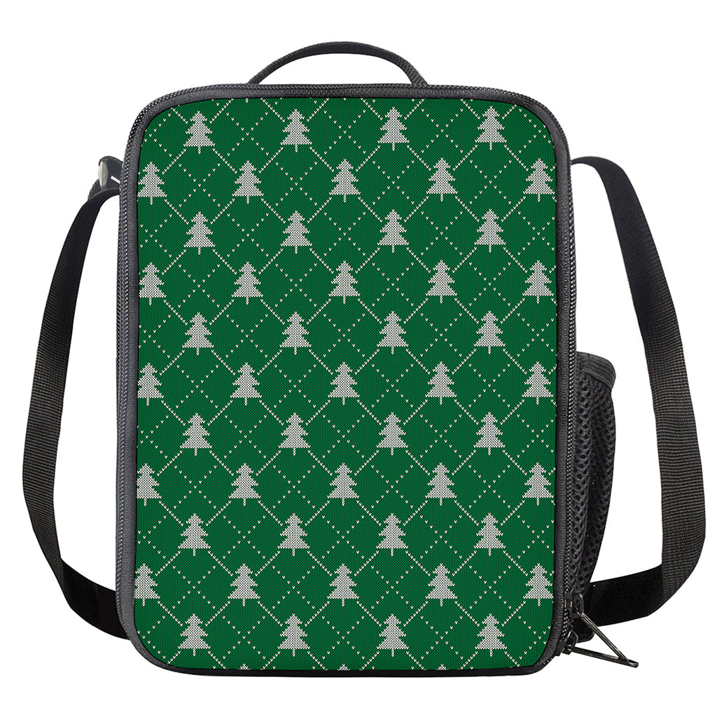 Christmas Tree Knitted Pattern Print Crossbody Lunch Bag