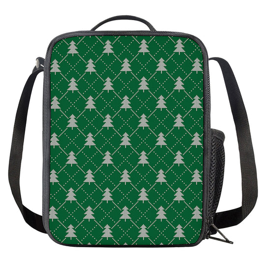 Christmas Tree Knitted Pattern Print Crossbody Lunch Bag