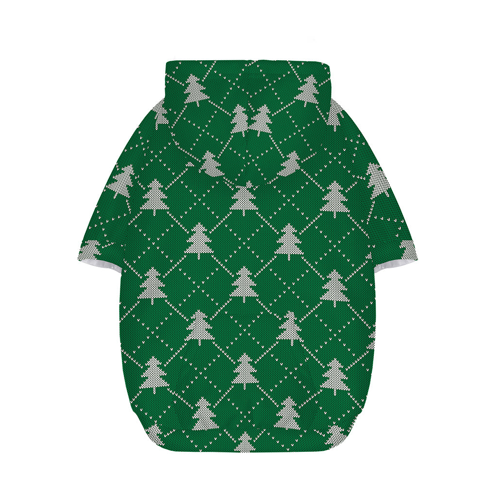 Christmas Tree Knitted Pattern Print Dog Zip Up Hoodie