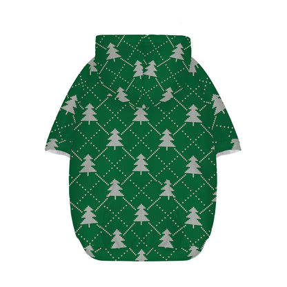 Christmas Tree Knitted Pattern Print Dog Zip Up Hoodie