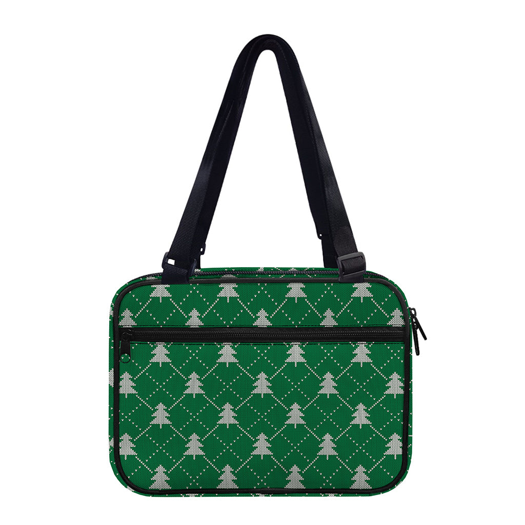 Christmas Tree Knitted Pattern Print Double Strap Bible Bag