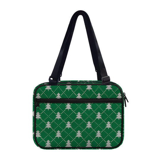 Christmas Tree Knitted Pattern Print Double Strap Bible Bag