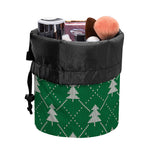 Christmas Tree Knitted Pattern Print Drawstring Makeup Bag