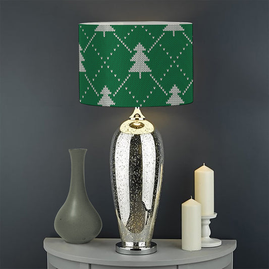 Christmas Tree Knitted Pattern Print Drum Lamp Shade