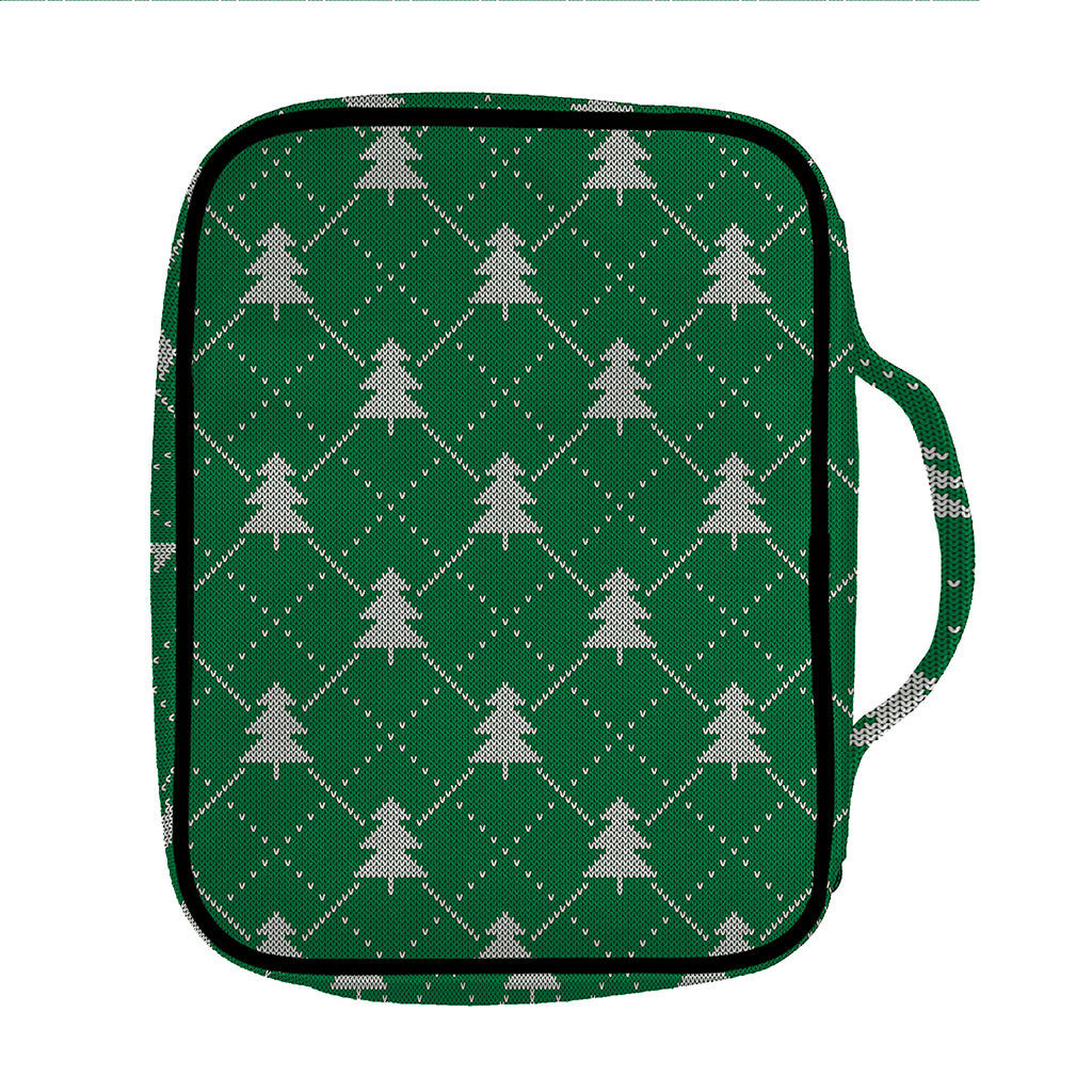 Christmas Tree Knitted Pattern Print Front Pocket Bible Bag