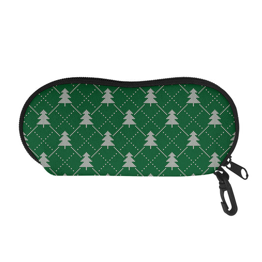 Christmas Tree Knitted Pattern Print Glasses Case