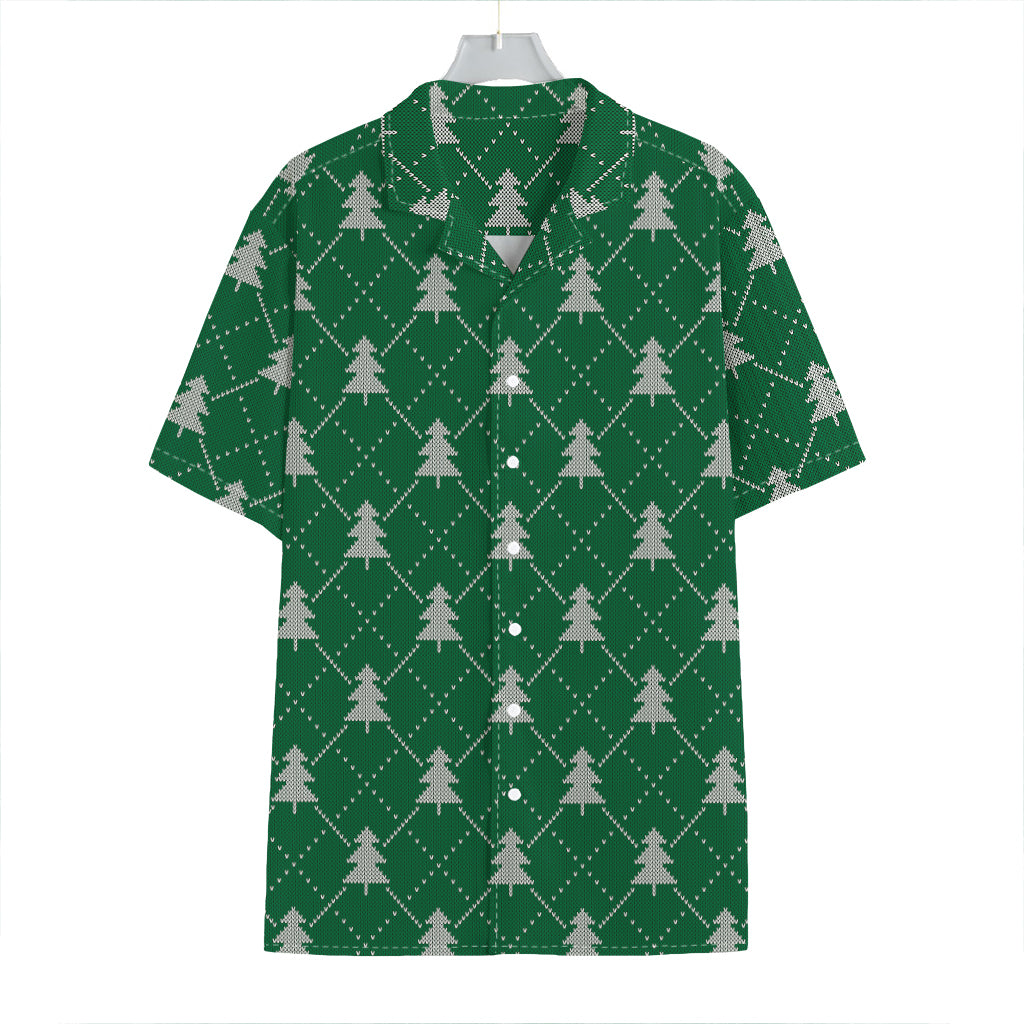 Christmas Tree Knitted Pattern Print Hawaiian Shirt