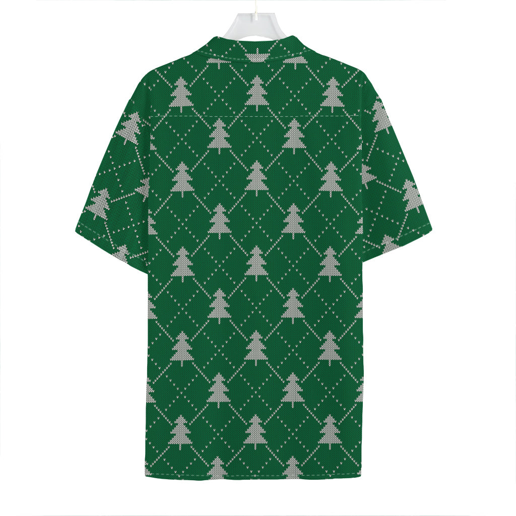 Christmas Tree Knitted Pattern Print Hawaiian Shirt