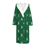 Christmas Tree Knitted Pattern Print Hooded Bathrobe
