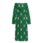 Christmas Tree Knitted Pattern Print Hooded Bathrobe