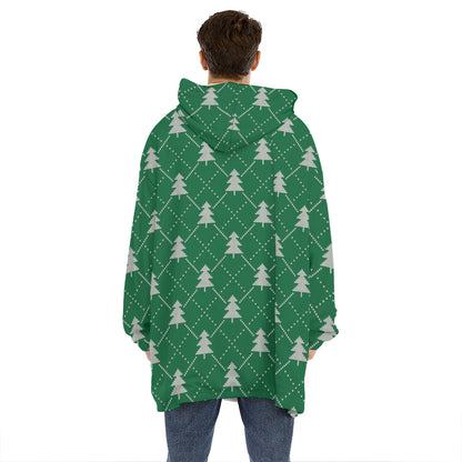 Christmas Tree Knitted Pattern Print Hoodie Blanket