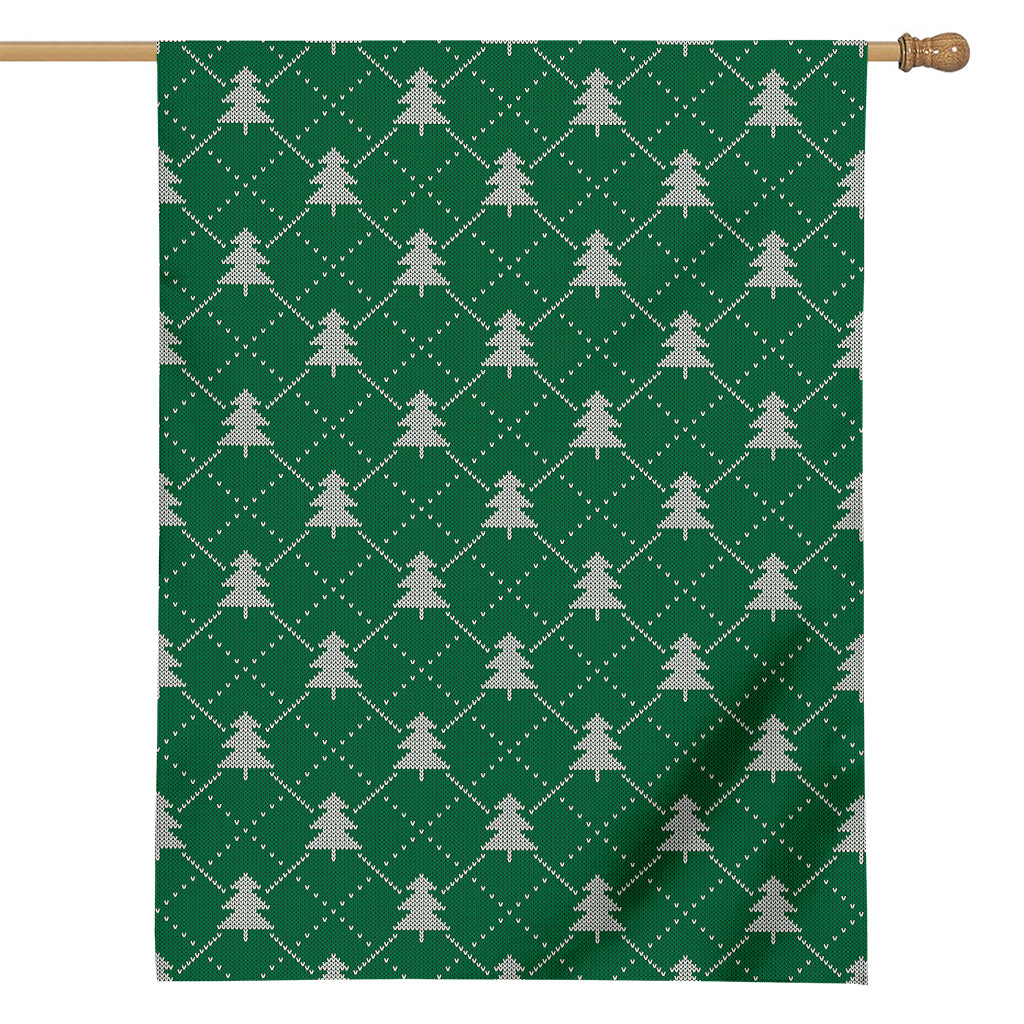 Christmas Tree Knitted Pattern Print House Flag