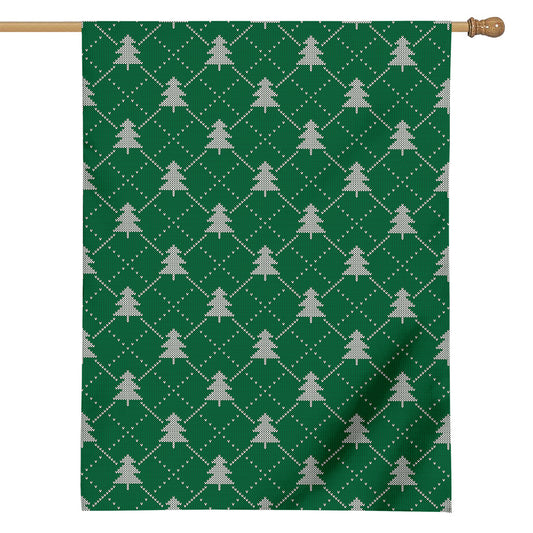 Christmas Tree Knitted Pattern Print House Flag