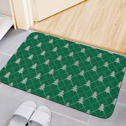 Christmas Tree Knitted Pattern Print Indoor Door Mat