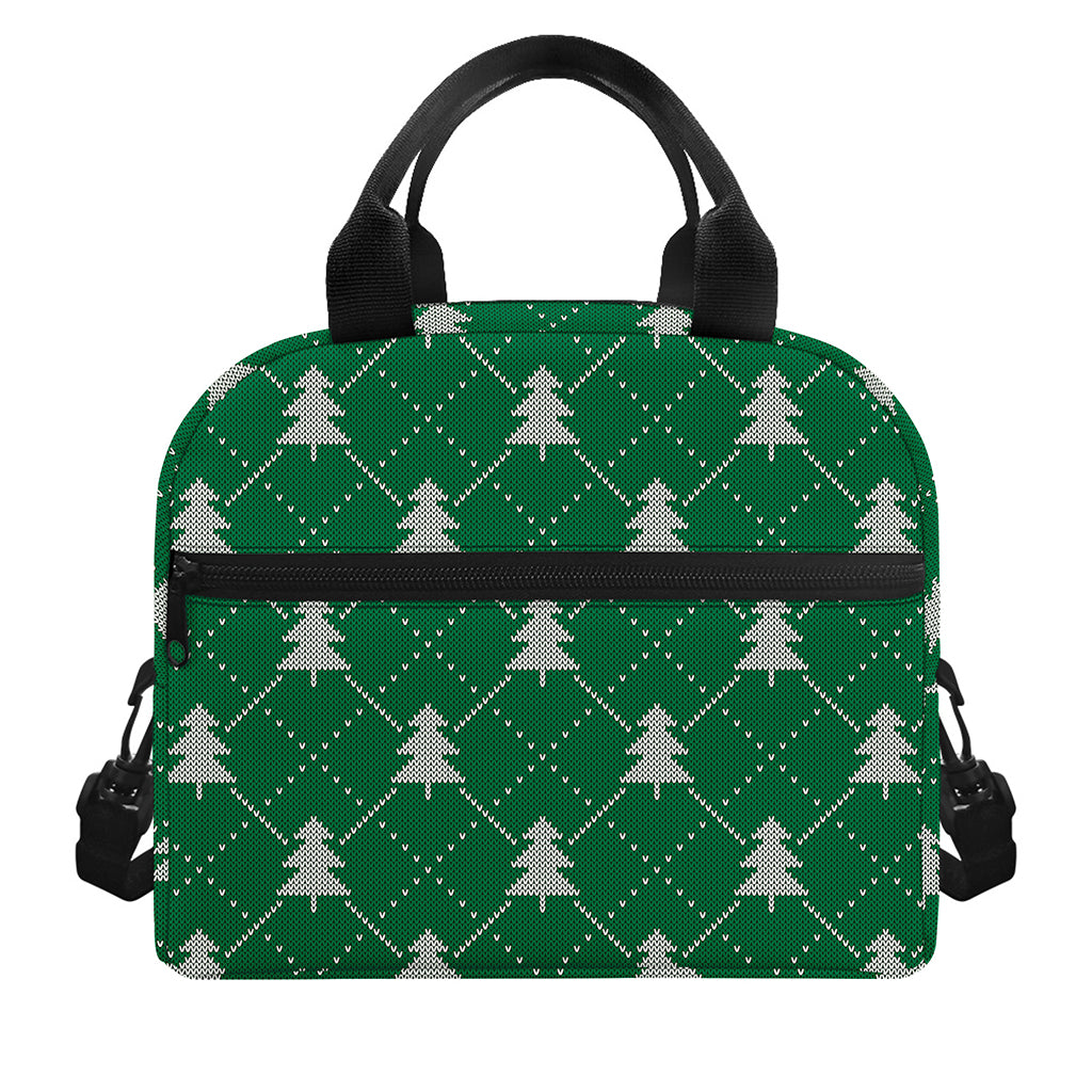 Christmas Tree Knitted Pattern Print Insulated Lunch Bag