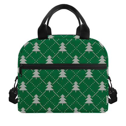 Christmas Tree Knitted Pattern Print Insulated Lunch Bag