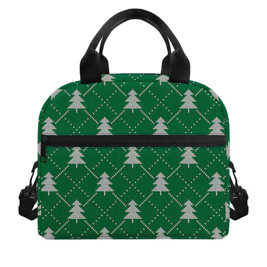Christmas Tree Knitted Pattern Print Insulated Lunch Bag