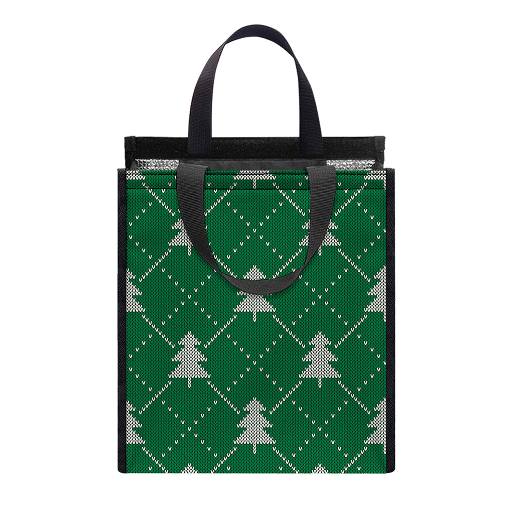Christmas Tree Knitted Pattern Print Insulated Lunch Tote