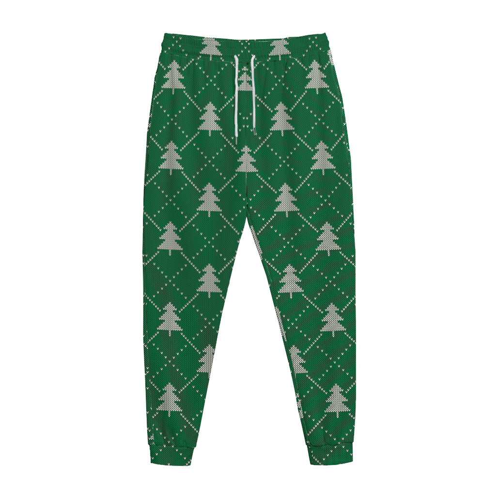 Christmas Tree Knitted Pattern Print Jogger Pants