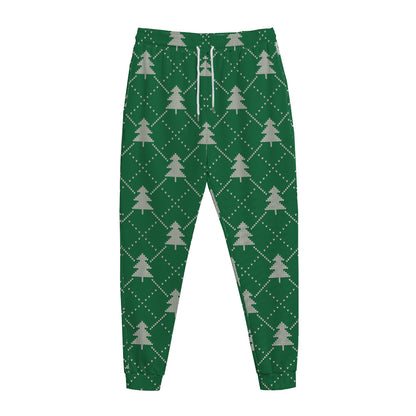 Christmas Tree Knitted Pattern Print Jogger Pants