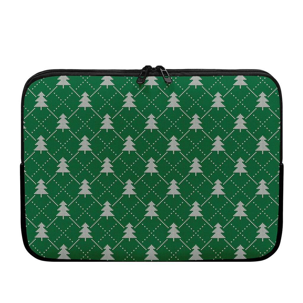 Christmas Tree Knitted Pattern Print Laptop Sleeve
