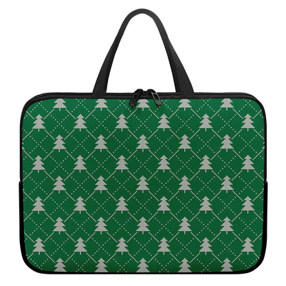 Christmas Tree Knitted Pattern Print Laptop Sleeve With Handle
