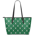 Christmas Tree Knitted Pattern Print Leather Tote Bag With Zipper