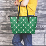 Christmas Tree Knitted Pattern Print Leather Tote Bag