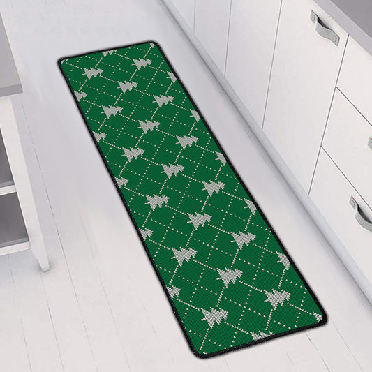 Christmas Tree Knitted Pattern Print Long Kitchen Mat