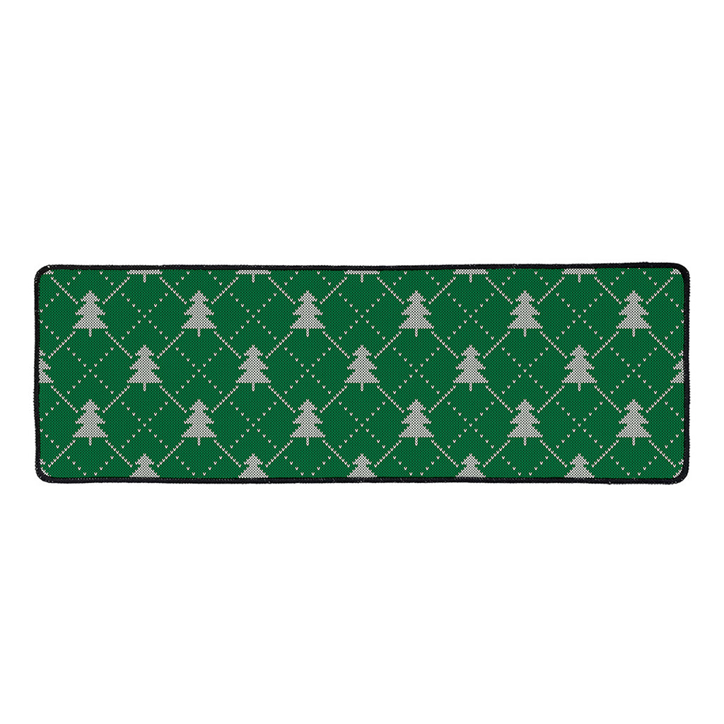 Christmas Tree Knitted Pattern Print Long Kitchen Mat