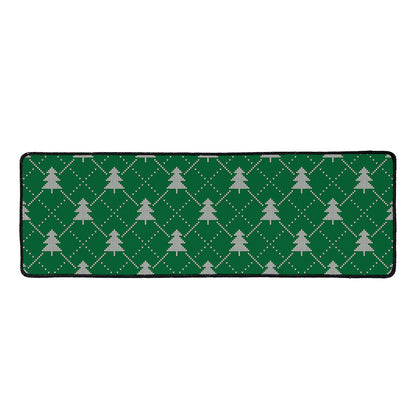 Christmas Tree Knitted Pattern Print Long Kitchen Mat