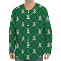 Christmas Tree Knitted Pattern Print Long Sleeve Baseball Jersey