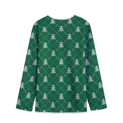 Christmas Tree Knitted Pattern Print Long Sleeve Short Coat